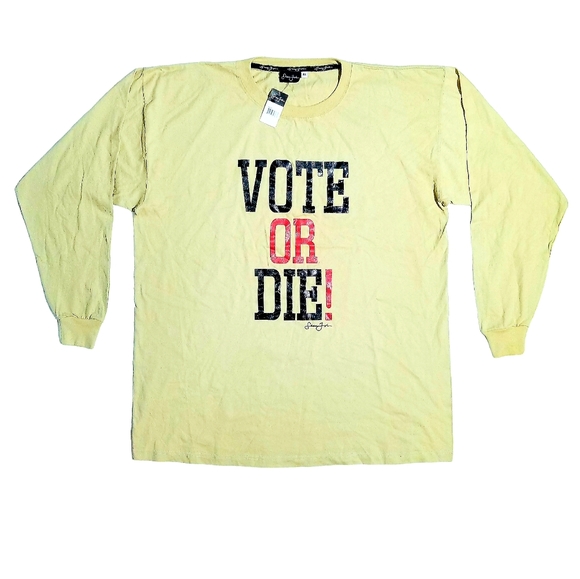 Vintage 2004 Diddy Sean John Vote Or Die Mens Long Sleeve Tshirt Gold 4X NWT - Picture 1 of 5